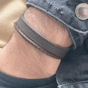دستبند چرم دو تیکه لوکس